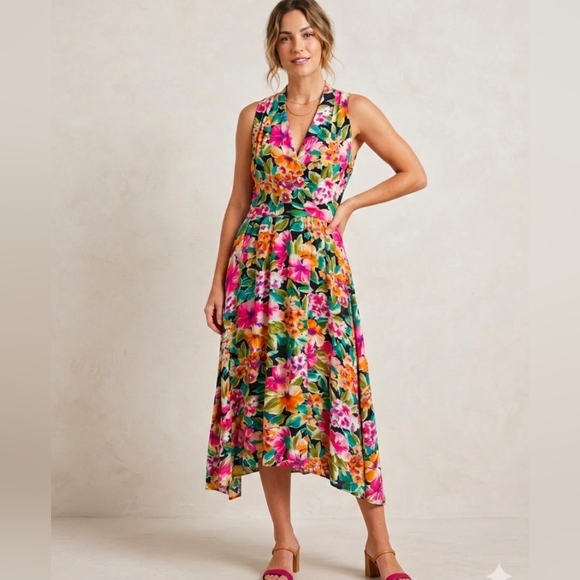 R.J. Stevens by Carol Escritor Dresses & Skirts - Vintage R.J. Stevens By Carol Escritor Sleeveless Floral Midi Dress Size 4
